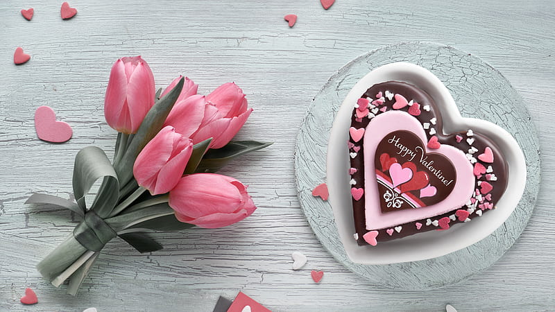 Happy Valentine Word On Cake Valentine, HD wallpaper