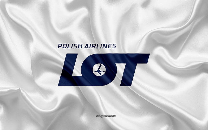 LOT logo, airline, white silk texture, airline logos, LOT emblem, silk background, silk flag, LOT, Polskie Linie Lotnicze, HD wallpaper