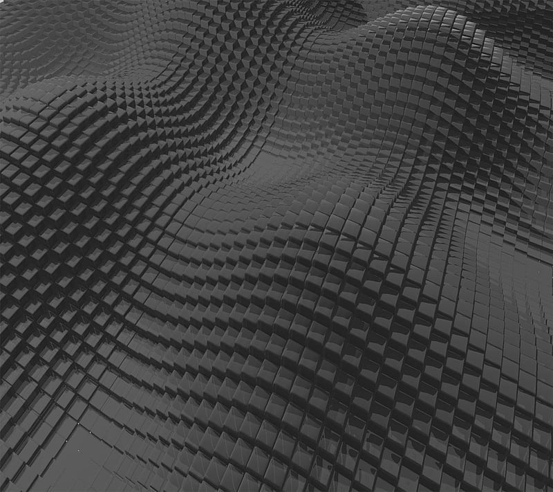 Wave Box, 3d, abstract, black, cube, square, HD wallpaper