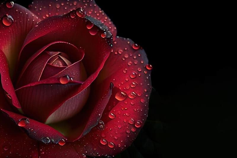 Burgundy rose, Water drops, Buds, Flower, Rose, HD wallpaper