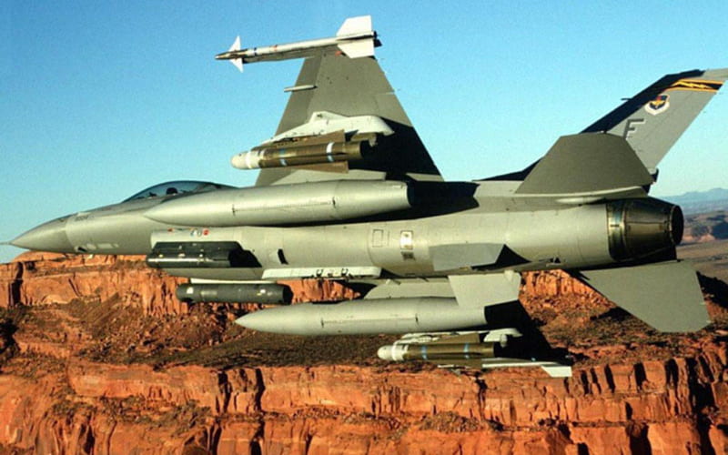 F-16, rocket, aircraft, military, planes, bombs, HD wallpaper