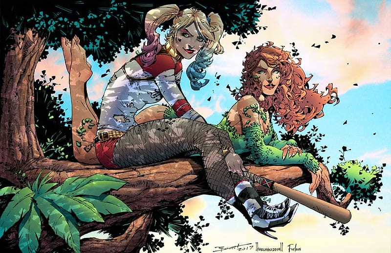 Harley Quinn y Poison Ivy, Comics, Harley Quinn, Poison Ivy, DC Comics, Superheroes, Villains, HD wallpaper