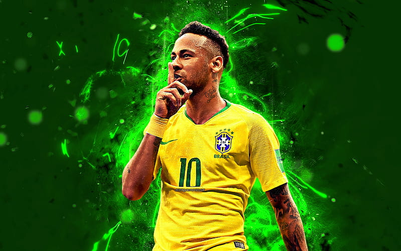 Neymar, goal, neon lights, Brazil National Team, fan art, Coutinho, Neymar JR, soccer, creative, football stars, Brazilian football team, HD wallpaper