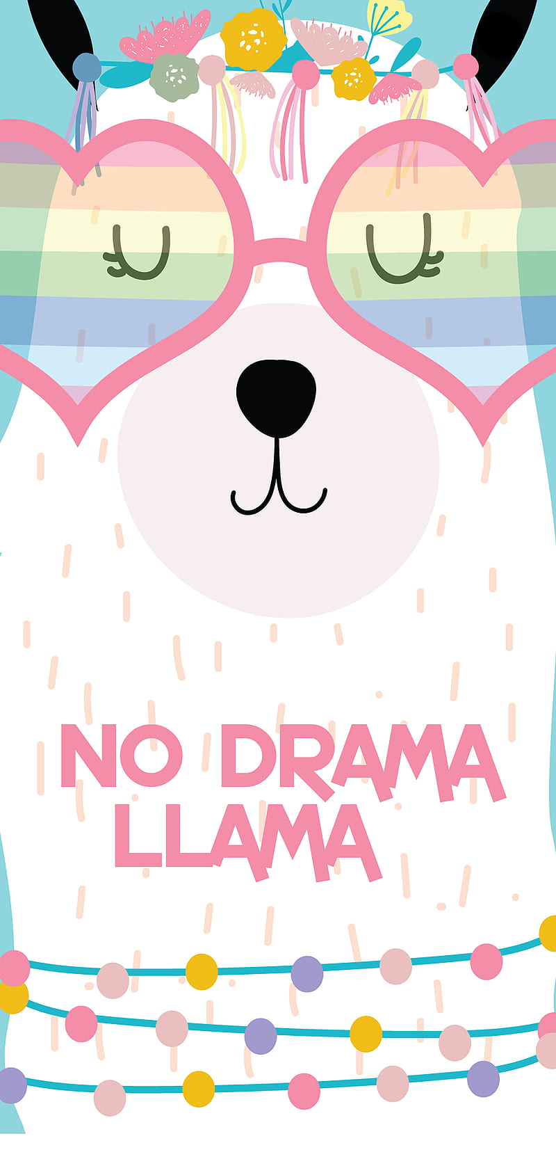 S10 No Drama Llama, Kiss, animal, blue, cute, flowers, green, no drama llama, pink, rainbow, s10 cutout, yellow, HD phone wallpaper