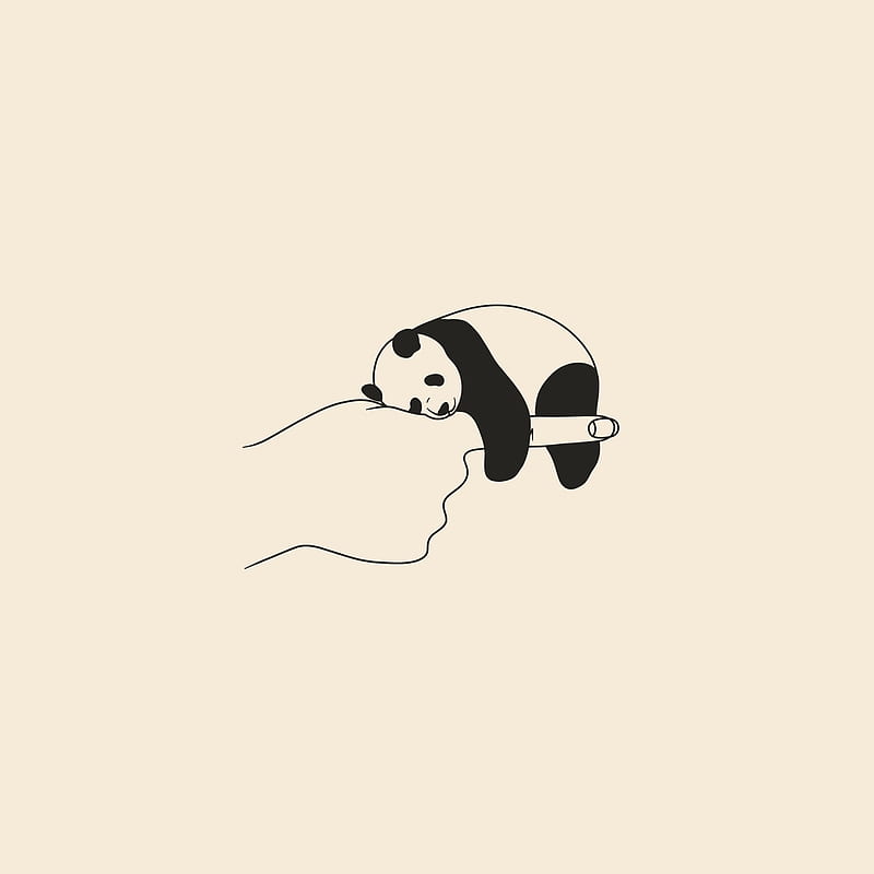 pocket panda, Hand, Louis16art, artwork, cute, drawing, illustration, panda, pocket, tiny, HD phone wallpaper