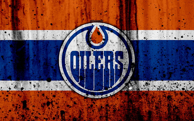 Edmonton Oilers, grunge, NHL, hockey, art, Western Conference, USA, logo, stone texture, Pacific Division, HD wallpaper