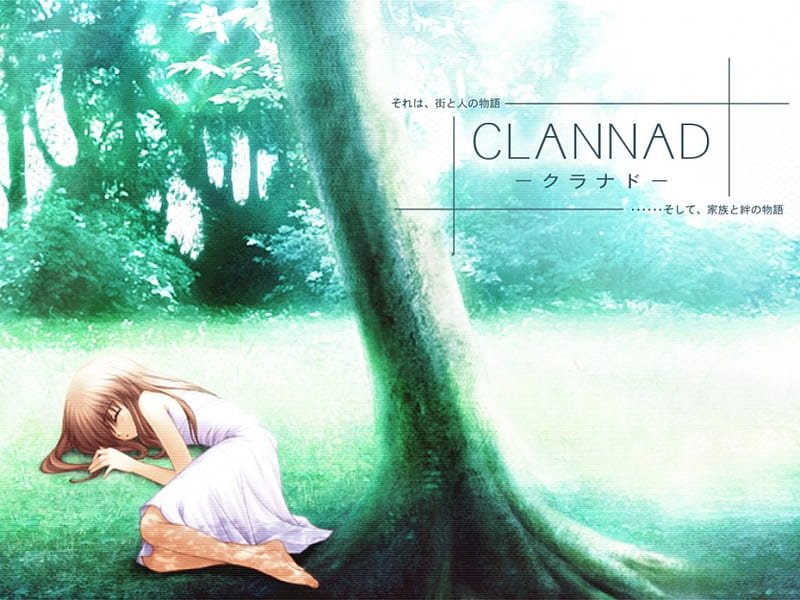 Sleeping In The Shade, Anime, Clannad After Story, Sleeping, White Dress, Ushio Okazaki, Trees, Brunette, Okazaki, Clannad, Anime Girl, Ushio, HD wallpaper