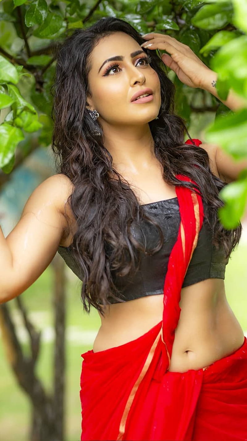 Nandini Rai, telugu actress, navel show, red hot, saree lover, HD phone  wallpaper | Peakpx