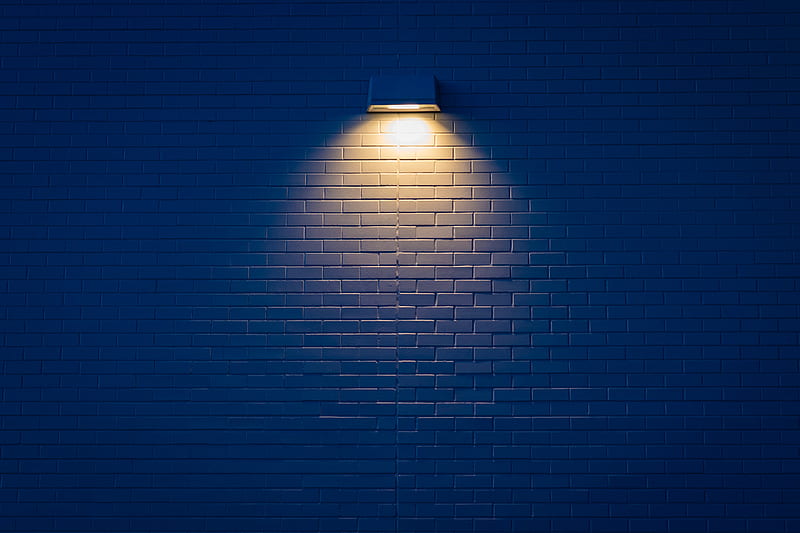 lamp, wall, brick, light, lighting, HD wallpaper