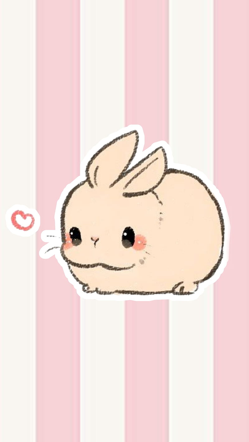 Cute heart bunny, kawaii, stripe, HD phone wallpaper | Peakpx