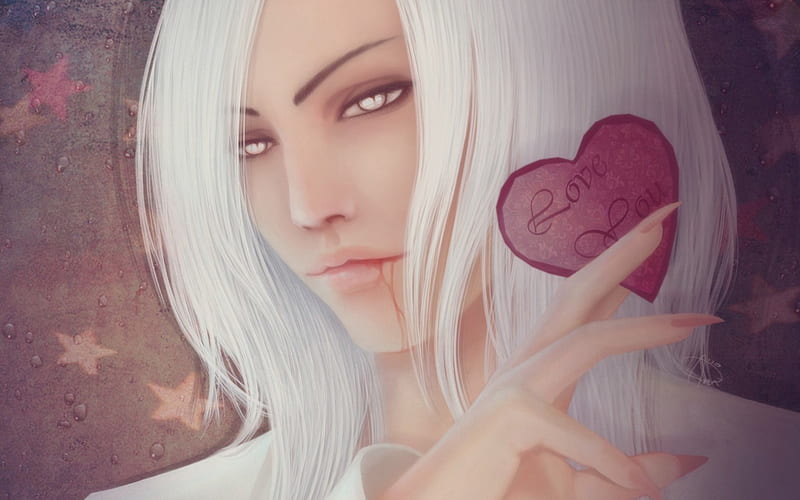 Vampire, art, man, blood, fantasy, ripa666, heart, white, pink, HD wallpaper Vampire, art, man, blood, fantasy, ripa666, heart, white, pink, HD wallpaper