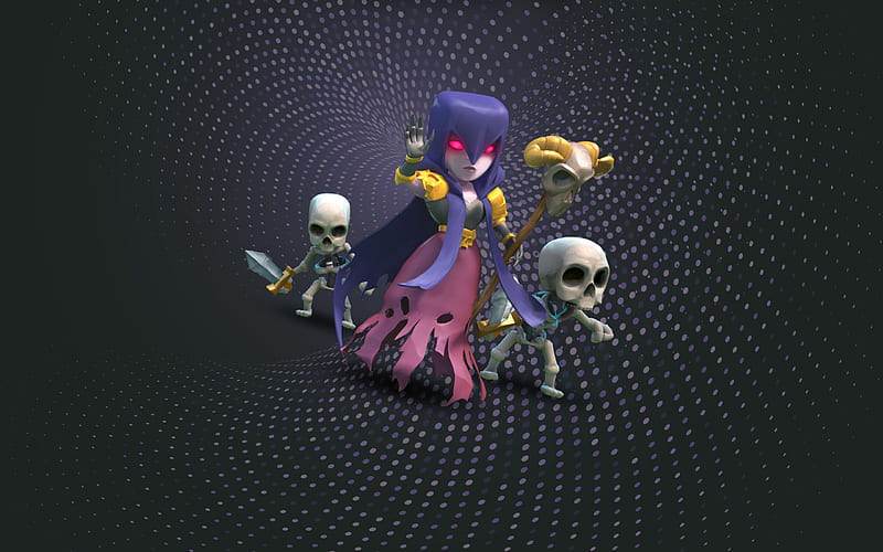 Witch, 3d art, skeletons, Clash Of Clans, HD wallpaper
