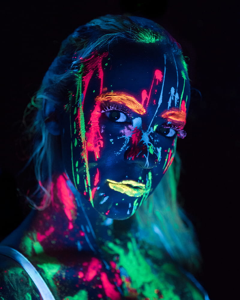 woman with glow in the dark body paint, HD phone wallpaper