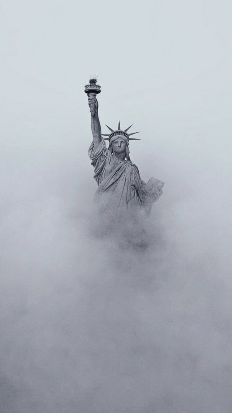 Liberty Fog, fog, green, new york, statue of liberty, women, HD phone wallpaper