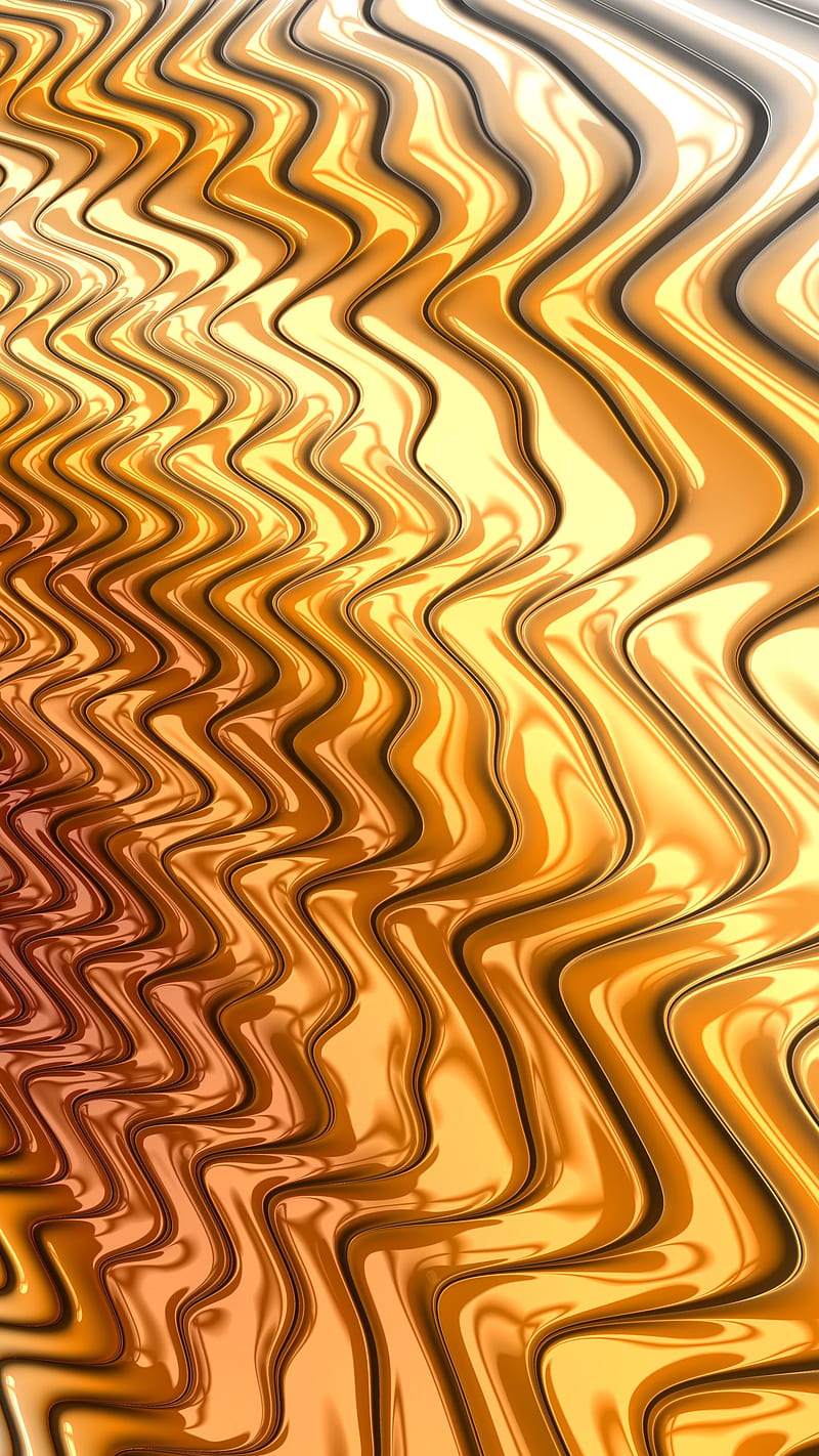waves, wavy, gold, metal, glossy, HD phone wallpaper