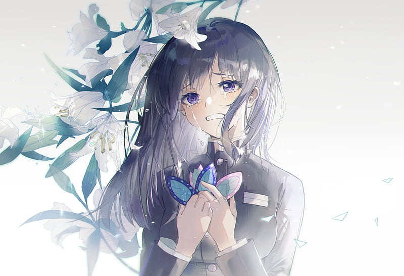 Premium Vector  Cartoon cute anime girl crying in illustration creative