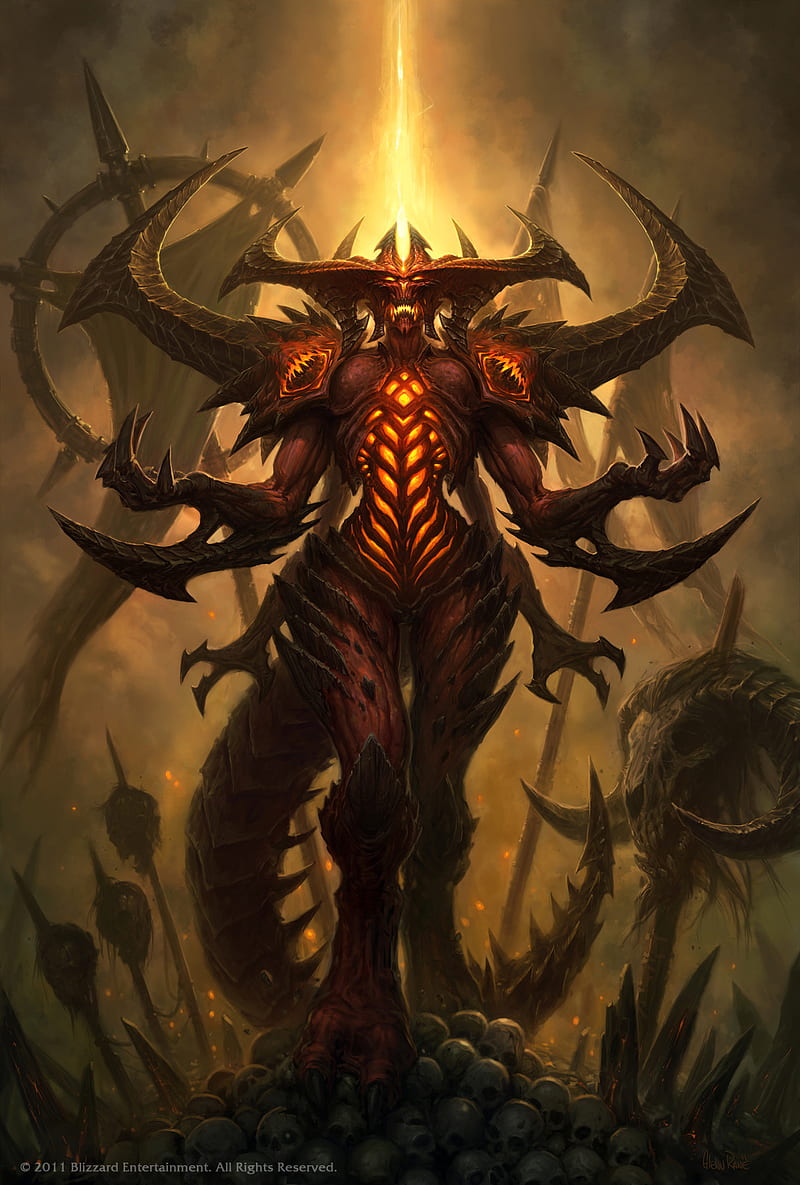 Diablo III, demon, skull, Diablo, Blizzard Entertainment, HD phone wallpaper