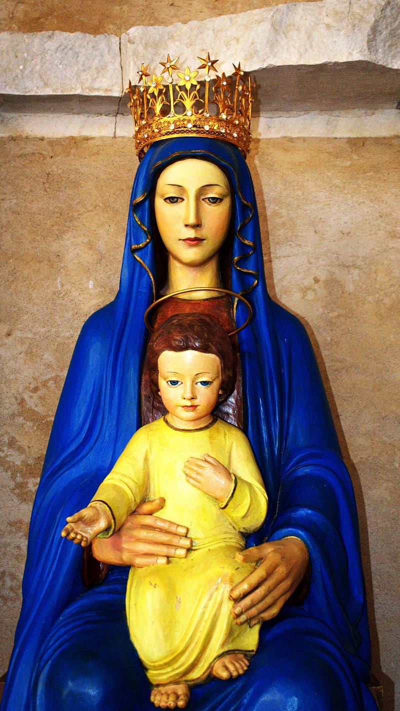 Mother Mary With Baby Jesus, mother mary , baby jesus, god, blessed, praise, faith, HD phone wallpaper