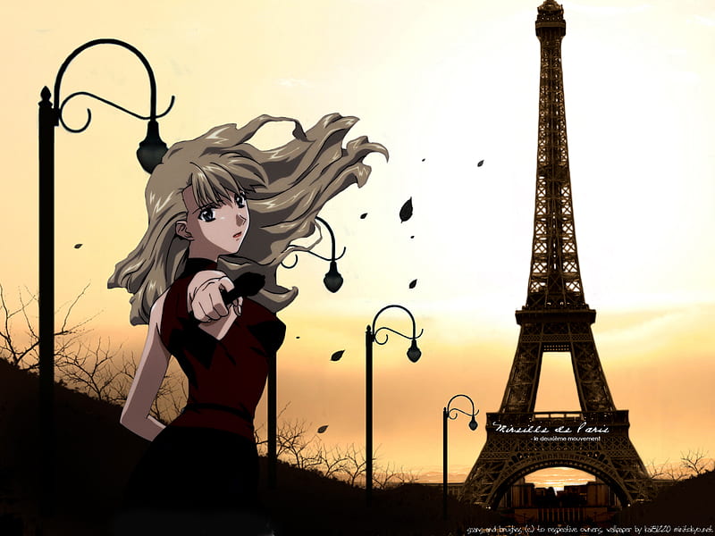 Anime girl in Paris Eiffeltower France