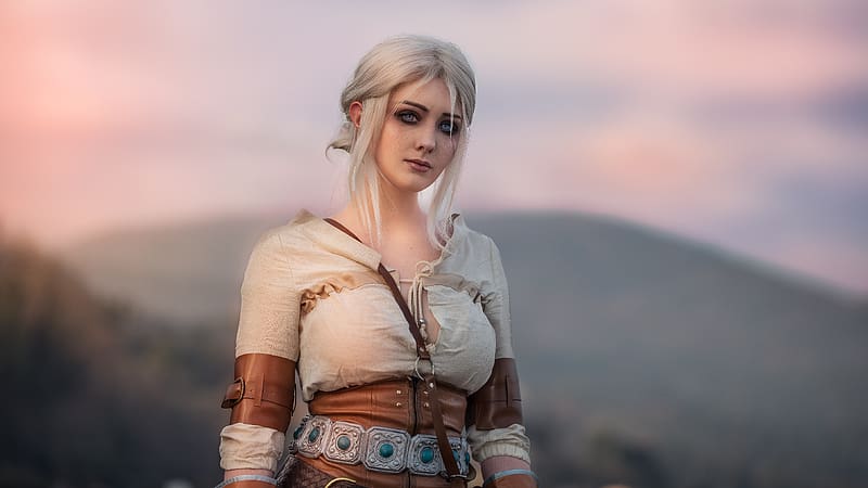 Women, Blue Eyes, White Hair, Cosplay, The Witcher 3: Wild Hunt, Ciri (The Witcher), HD wallpaper