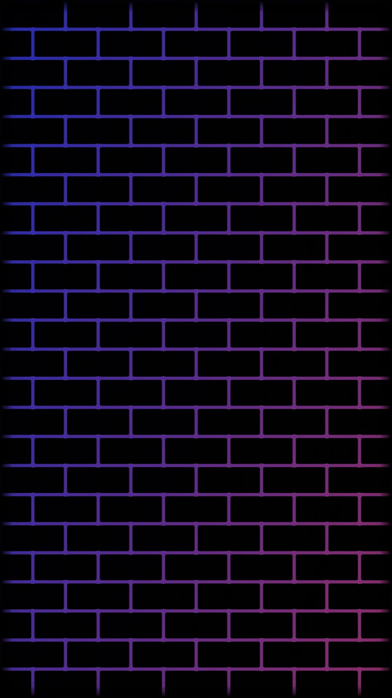 Brickwall Amoled, black, blue, purple, wall, HD phone wallpaper