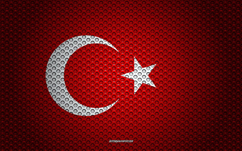 Flag of Turkey creative art, metal mesh, turk bayragi, national symbol, Turkey, Europe, flags of European countries, HD wallpaper