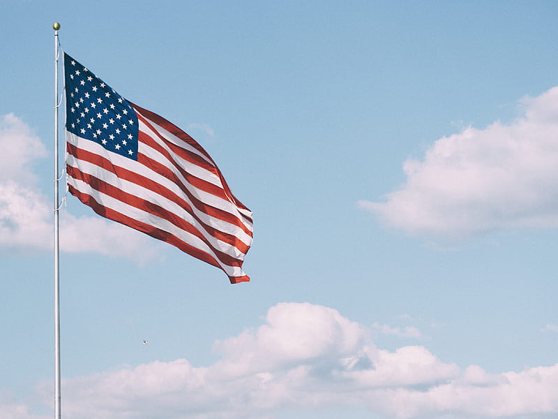 flag of U.S.A. under white clouds during daytime, HD wallpaper