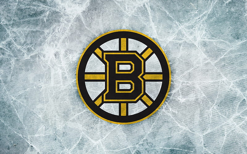 Boston Bruins, NHL, American hockey club, logo, emblem, ice texture, Boston, Massachusetts, USA, HD wallpaper