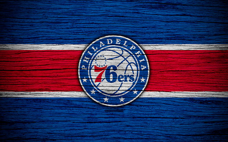 Philadelphia 76ers, NBA, wooden texture, basketball, Eastern Conference, USA, emblem, basketball club, Philadelphia 76ers logo, HD wallpaper