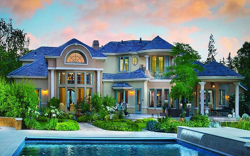 House, Pool, Mansion, Luxury, HD wallpaper