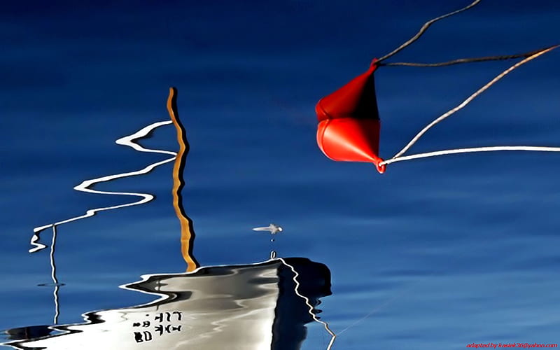 sailboat, red, landscape, buoy, HD wallpaper
