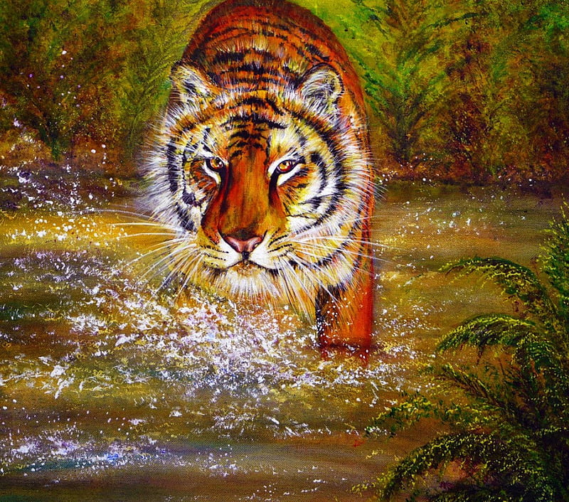Guardian, jungle, water, tiger, cat, HD wallpaper | Peakpx