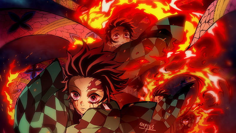 Demon slayer tanjirou kamado on fire anime HD wallpaper  Peakpx