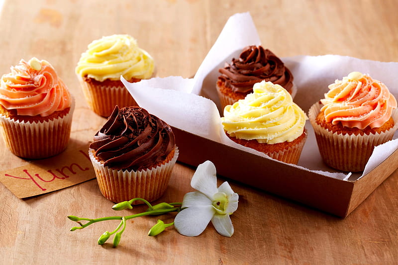 YUMMY CUP CAKES, buttercream, cupcakes, frosting, seet, HD wallpaper