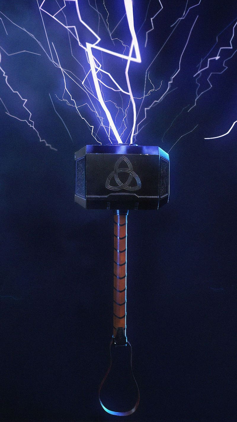 Thor Mass, Hammer With Purple Lightning, hammer, purple lightning, avengers, marvel, HD phone wallpaper
