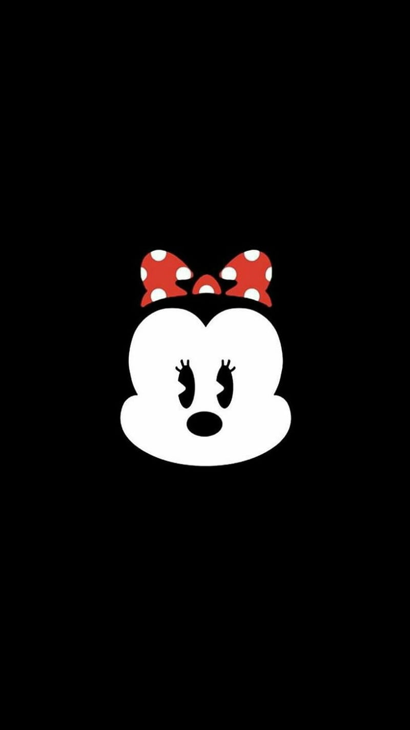 Minnie Mouse Face, black, cartoon, disney, drawings, kids, minnie mouse, red, HD phone wallpaper