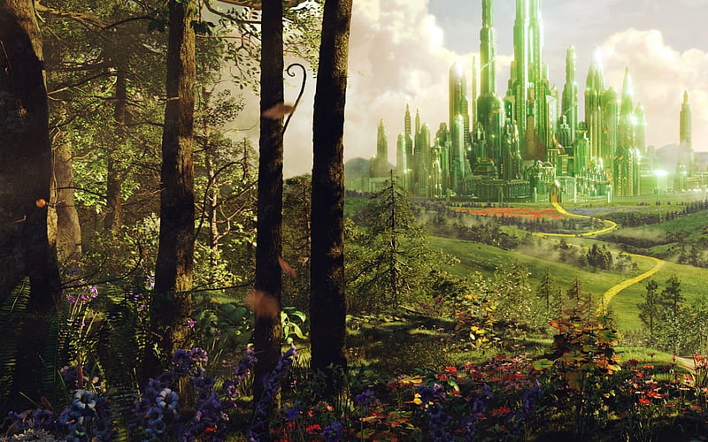 Wizard Of Oz Emerald City, Forest, Wizard Of Oz, Emerald, Field, City, HD wallpaper