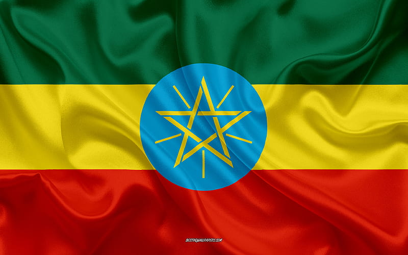 Flag of Ethiopia silk texture, Ethiopia flag, national symbol, silk flag, Ethiopia, Africa, flags of African countries, HD wallpaper