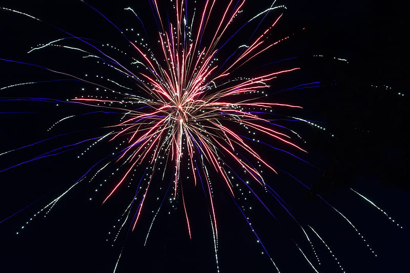 salute, fireworks, sparks, night, black, HD wallpaper