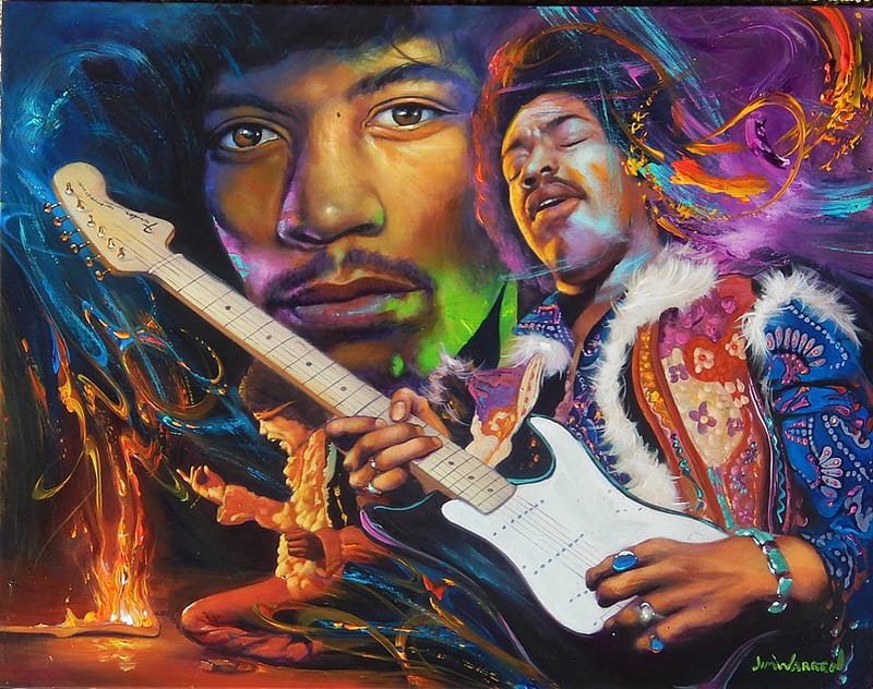 Jimi Hendrix, painting, legend, guitar, artwork, HD wallpaper