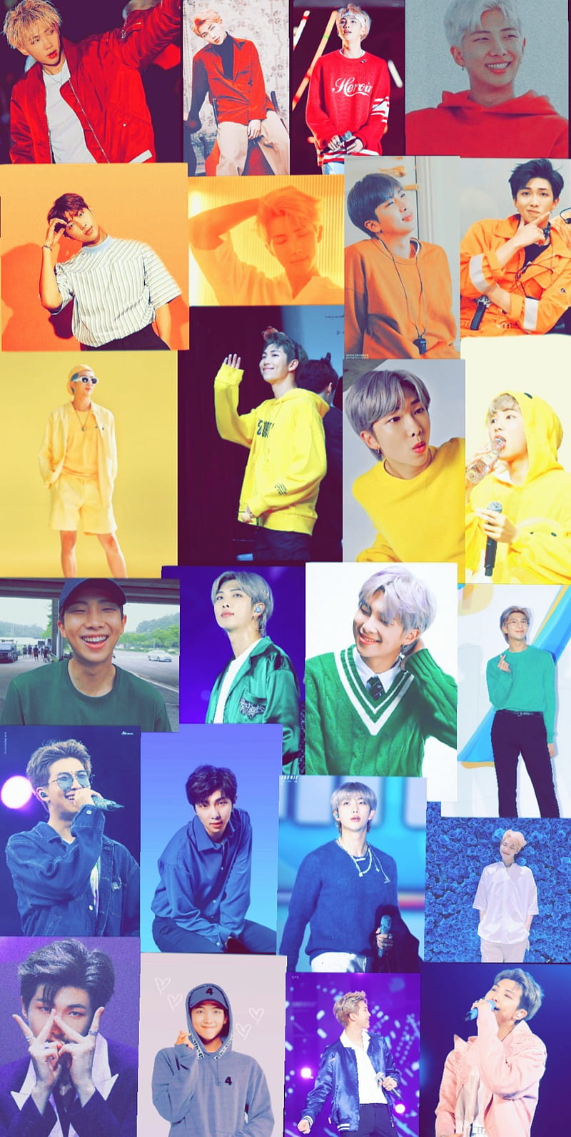 RM Rainbow , blue, bts, green, kim namjoon, orange, purple, red, yellow, HD phone wallpaper
