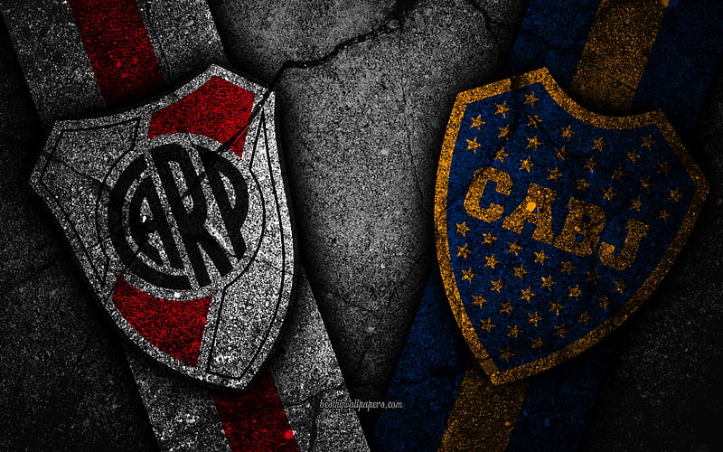 River Plate vs Boca Juniors, Final, Copa Libertadores 2018, creative, Boca Juniors FC, River Plate FC, black stone, HD wallpaper
