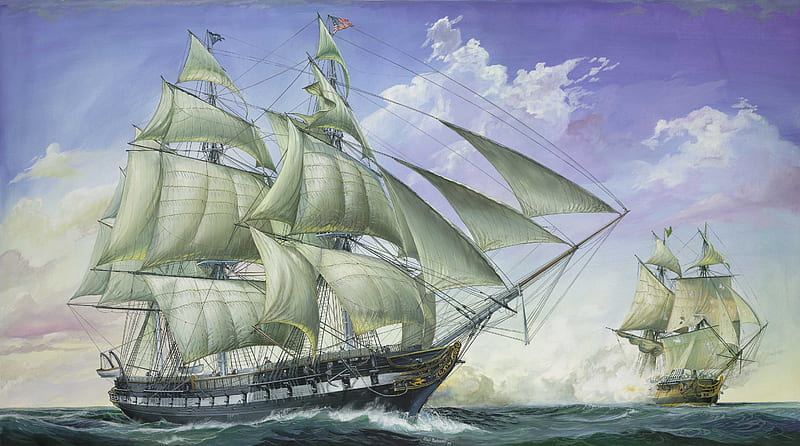 USS Constitution, sailing, constitution, tallship, sea, HD wallpaper