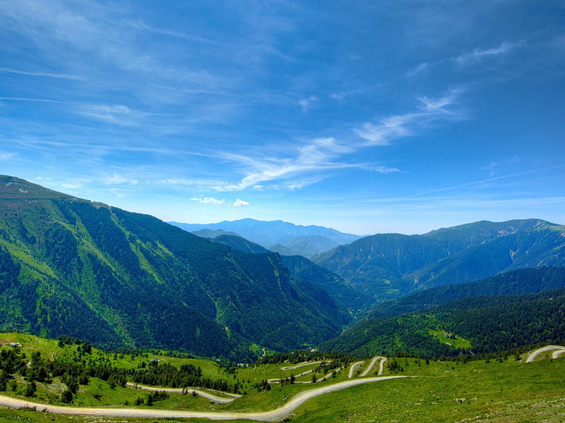 a winding mountain road-Mountain scenery, HD wallpaper