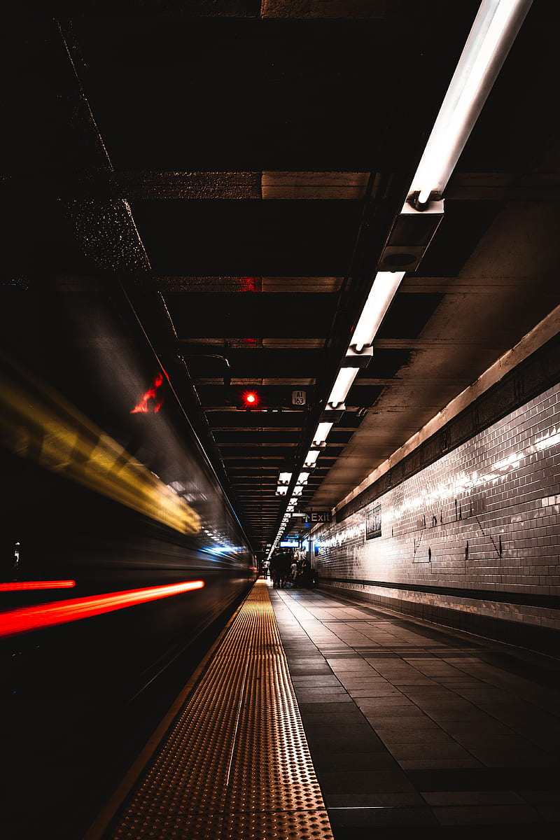 subway, station, underground, dark, light, HD phone wallpaper