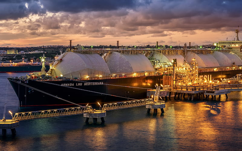 Armada LNG Mediterrana, gas tanker, floating storage of natural gas, transportation of gas by sea, Malta, HD wallpaper