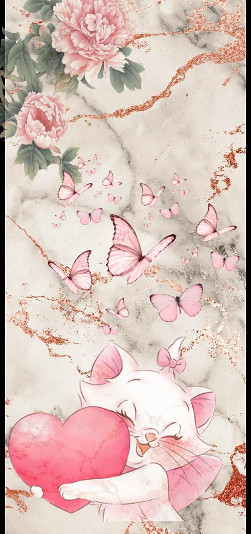 marie cute , aristocrats, butterfly, disney, pastel, pink, HD phone wallpaper