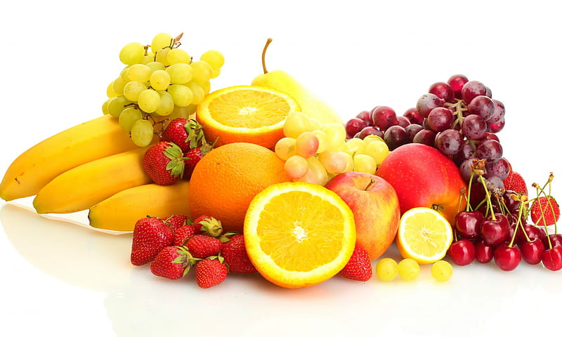 Fruits, apple, fruit, grape, orange, banana, eat, HD wallpaper