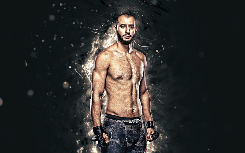 Dominick Reyes white neon lights, american fighters, MMA, UFC, Mixed martial arts, Dominick Reyes , UFC fighters, MMA fighters, HD wallpaper