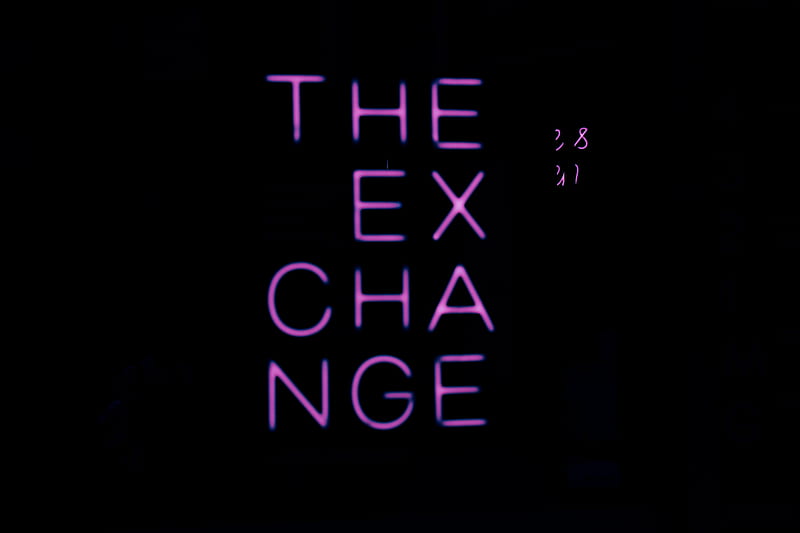 exchange, text, neon, purple, dark, HD wallpaper